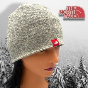 The North Face Light Gray Snowflake Knit Beanie